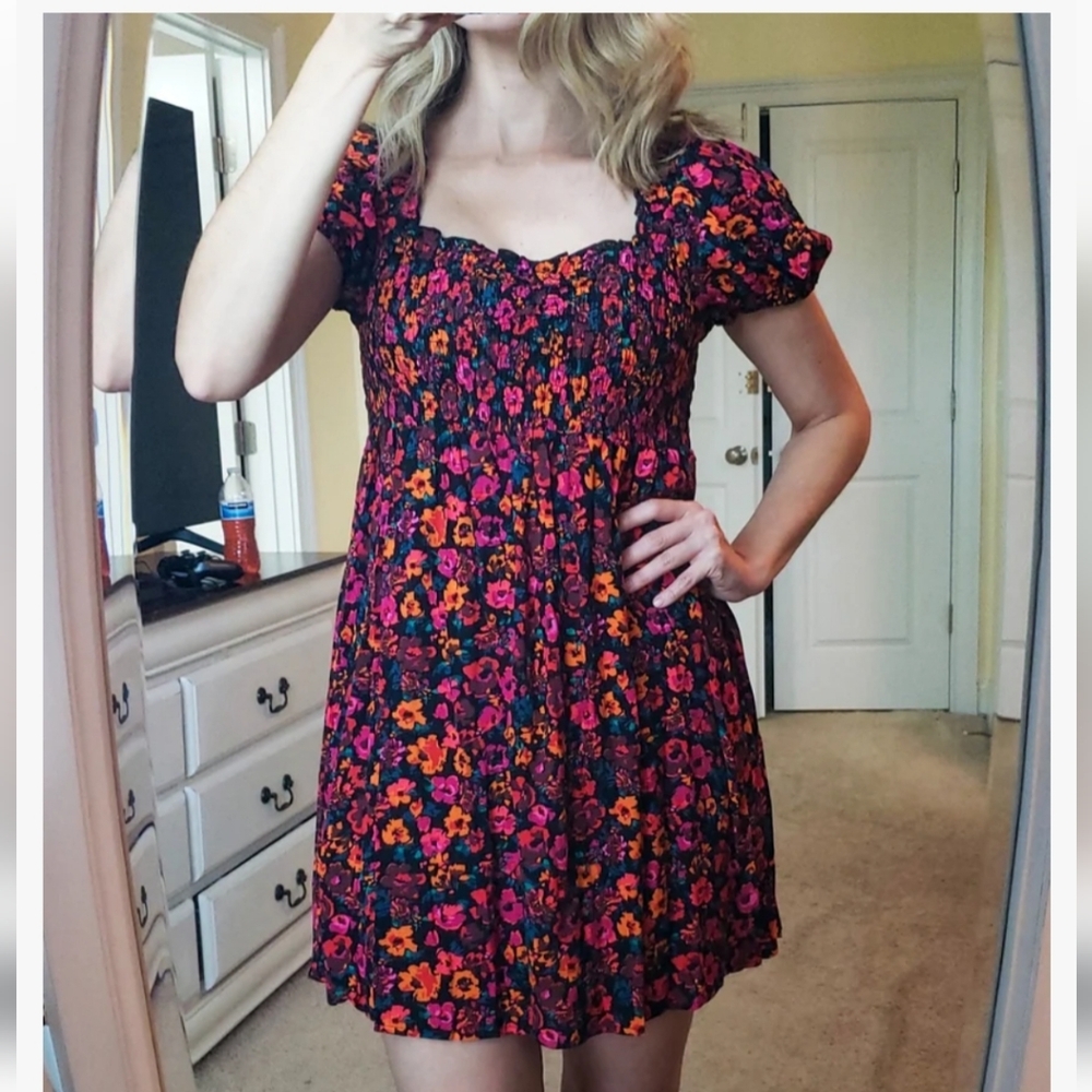 WILD FABLE BLACK SMOCKED BABYDOLL DRESS - NWT